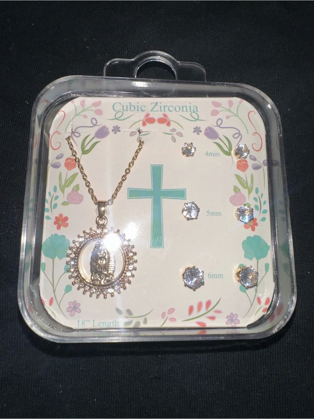 Praying Hands Pendant Necklace & Stud Earring Set — 18